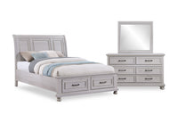 Kylie 5pc Bedroom Set with Storage Bed, Dresser & Mirror, Sand - Queen Size 