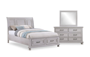 Kylie 5pc Bedroom Set with Storage Bed, Dresser & Mirror, Sand - Queen Size