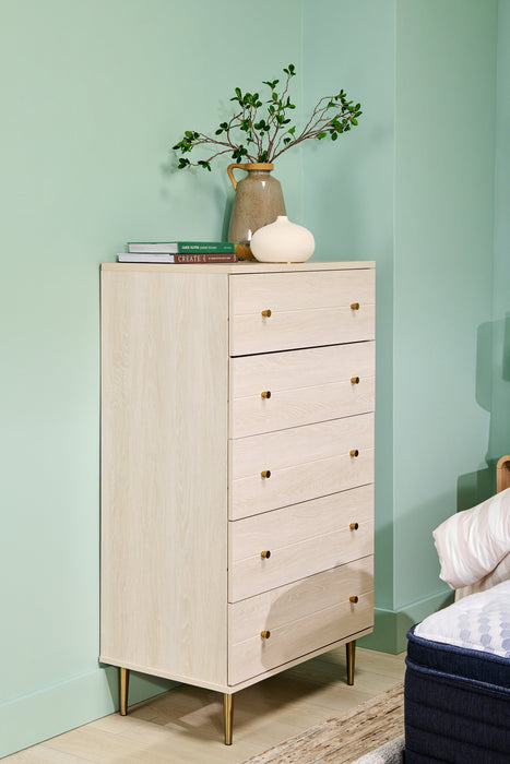 Lake Bedroom Chest of Drawers, 5-Drawer, 29\"W x 52\"H, Made in Canada, Glam - White