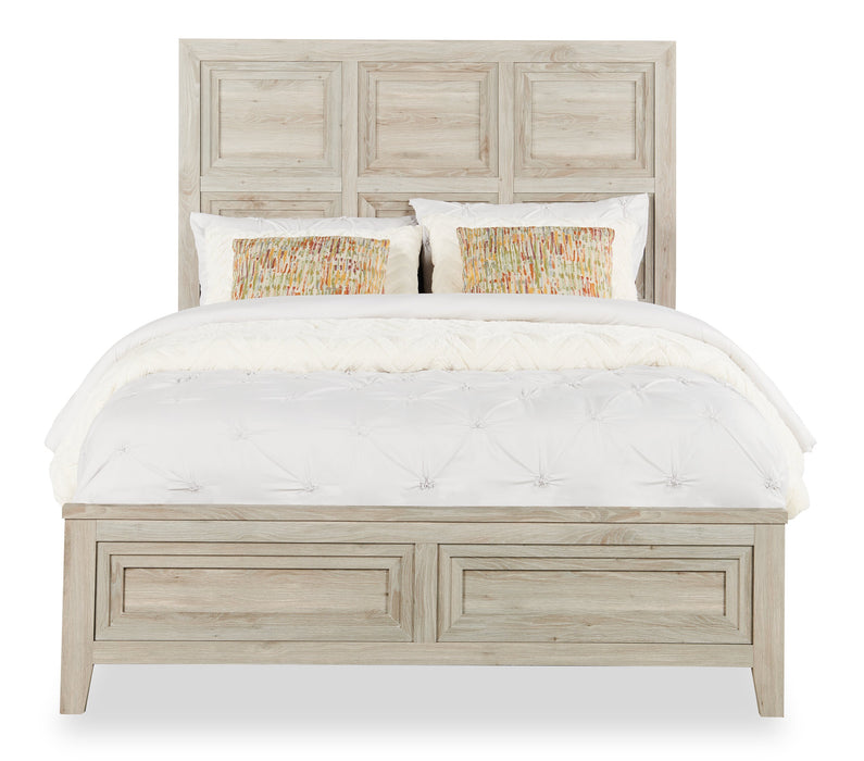 Lara Panel Bed with Headboard & Frame, Antique Grey - Queen Size