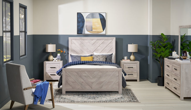 Lark Bedside 2-Drawer Nightstand, 24\"W x 26\"H - Rustic White