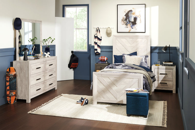 Lark Bedside 2-Drawer Nightstand, 24\"W x 26\"H - Rustic White