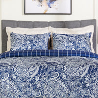 Lochlan 3-Piece Full/Queen Comforter Set - Navy and White 