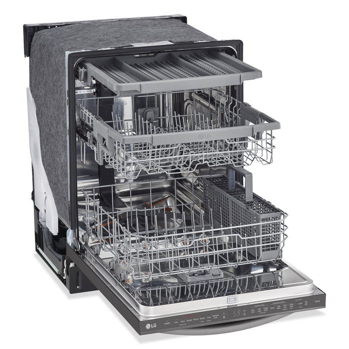 LG 24\" 46 dBA Built-In Top-Control Smart Dishwasher with QuadWash® - Smudge Proof Black Stainless Steel - LDTS5552D