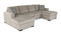Made in Canada Legend 3-Piece Chenille Fabric Sleeper Sectional with Two Storage Chaises - Platinum Beige 