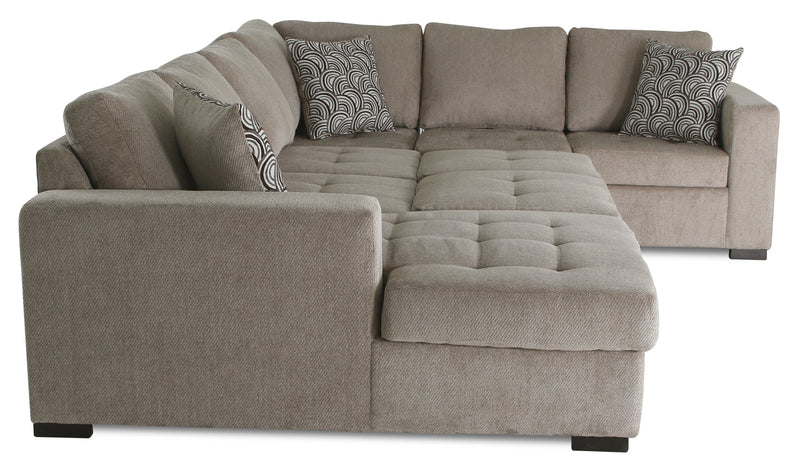 Made in Canada Legend 4-Piece Left-Facing Chenille Fabric Sleeper Sectional with Storage Chaise - Platinum Beige