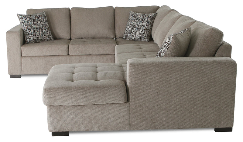 Made in Canada Legend 4-Piece Right-Facing Chenille Fabric Sleeper Sectional with Storage Chaise - Platinum Beige