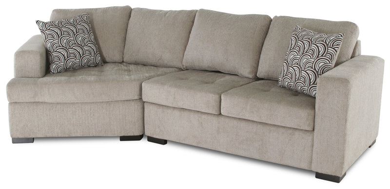 Made in Canada Legend 2-Piece Left-Facing Chenille Fabric Cuddler Sectional - Platinum Beige