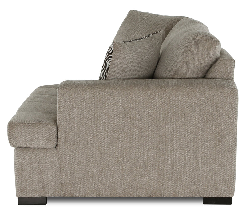 Made in Canada Legend 2-Piece Right-Facing Chenille Fabric Cuddler Sectional - Platinum Beige