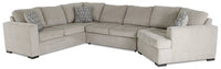 Made in Canada Legend 3-Piece Right-Facing Chenille Fabric Cuddler Sleeper Sectional - Platinum Beige 