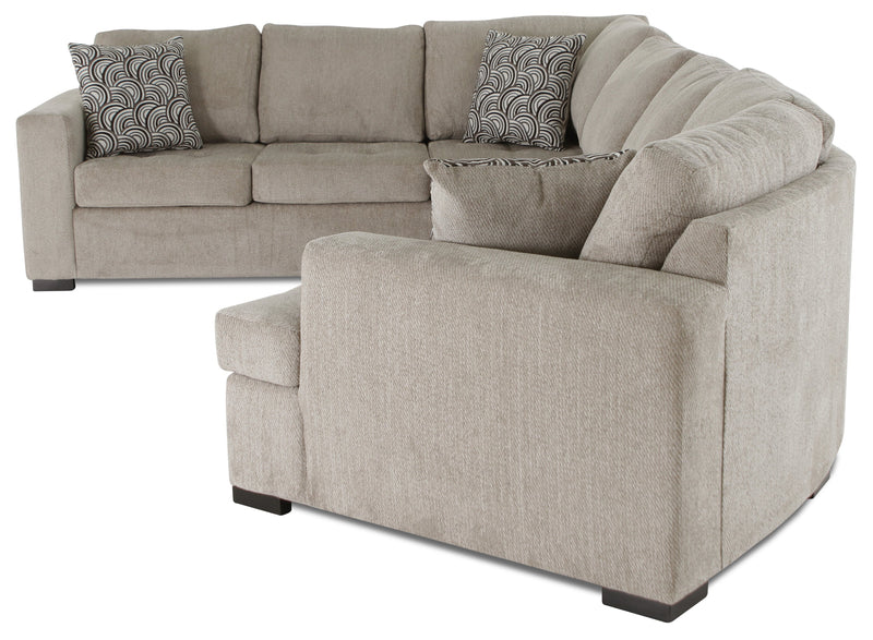 Made in Canada Legend 3-Piece Right-Facing Chenille Fabric Cuddler Sleeper Sectional - Platinum Beige