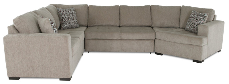 Made in Canada Legend 4-Piece Right-Facing Chenille Fabric Cuddler Sleeper Sectional - Platinum Beige