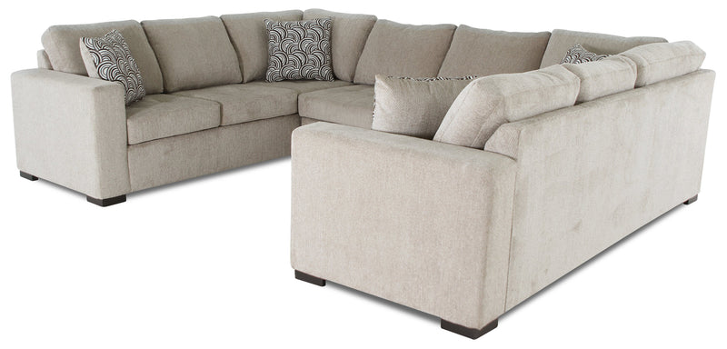 Made in Canada Legend 3-Piece Chenille Fabric Sleeper Sectional - Platinum Beige