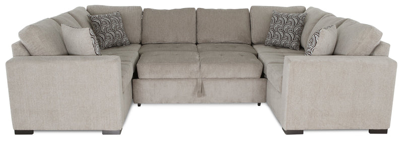 Made in Canada Legend 3-Piece Chenille Fabric Sleeper Sectional - Platinum Beige
