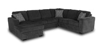 Made in Canada Legend 3-Piece Left-Facing Chenille Fabric Sleeper Sectional with Storage Chaise - Pepper Grey 
