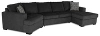 Made in Canada Legend 3-Piece Left-Facing Chenille Fabric Cuddler Sleeper Sectional with Chaise - Pepper Grey 