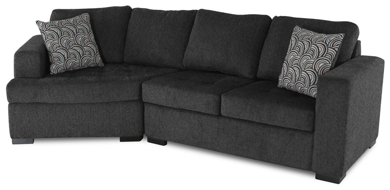 Made in Canada Legend 2-Piece Left-Facing Chenille Fabric Cuddler Sectional - Pepper Grey