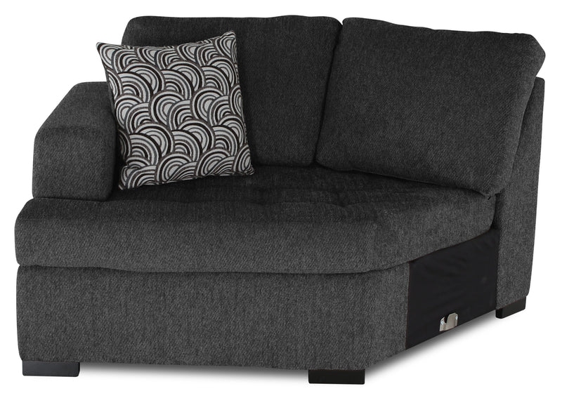 Made in Canada Legend 2-Piece Left-Facing Chenille Fabric Cuddler Sectional - Pepper Grey