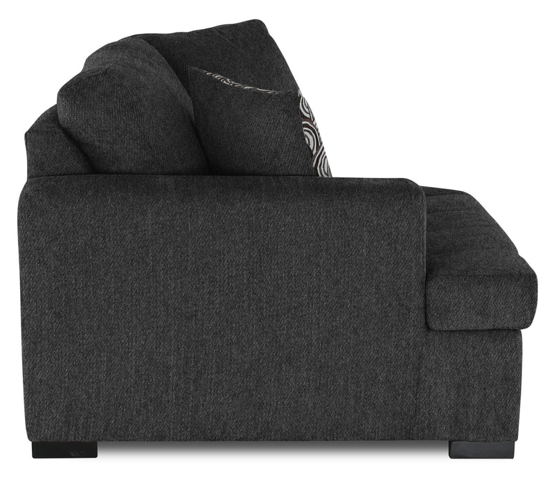 Made in Canada Legend 2-Piece Left-Facing Chenille Fabric Cuddler Sectional - Pepper Grey