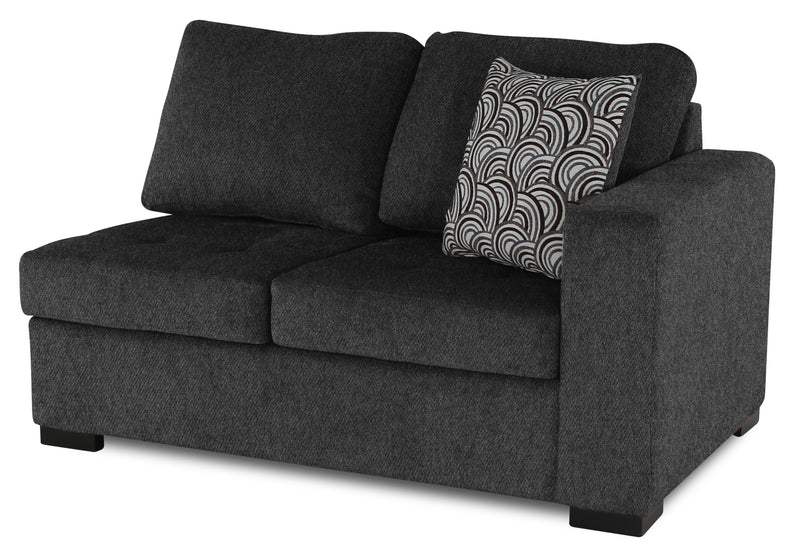 Made in Canada Legend 2-Piece Left-Facing Chenille Fabric Cuddler Sectional - Pepper Grey