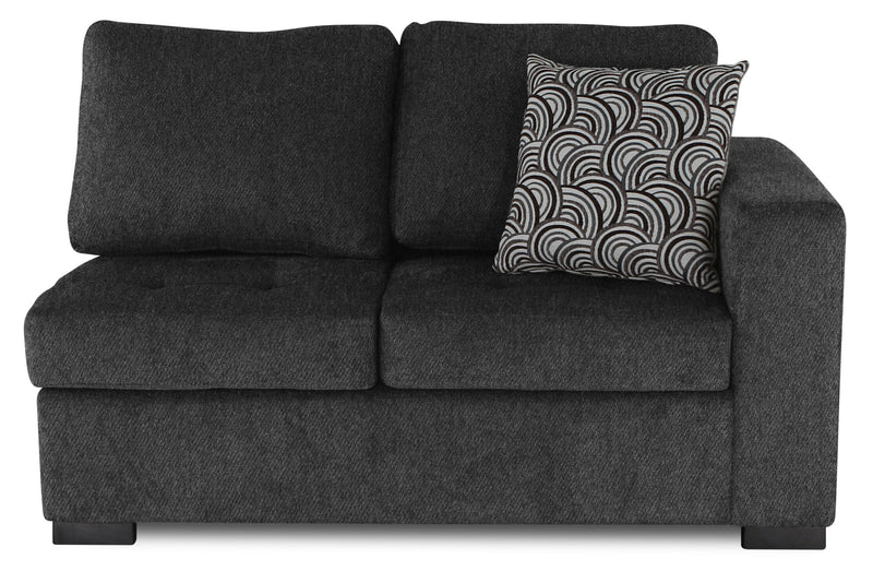 Made in Canada Legend 2-Piece Left-Facing Chenille Fabric Cuddler Sectional - Pepper Grey