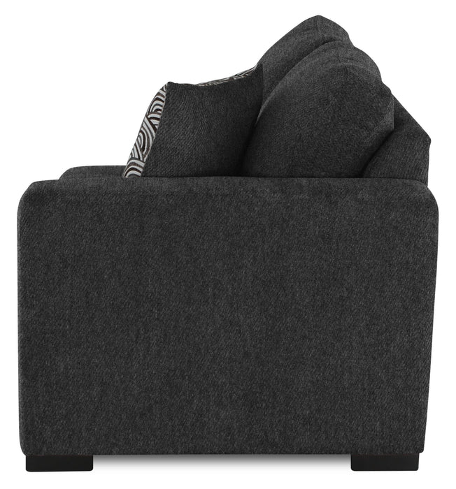 Made in Canada Legend 2-Piece Left-Facing Chenille Fabric Cuddler Sectional - Pepper Grey