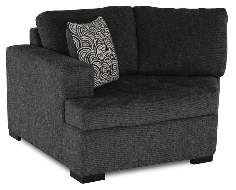 Made in Canada Legend 2-Piece Left-Facing Chenille Fabric Cuddler Sectional - Pepper Grey