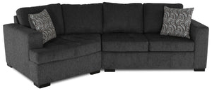Made in Canada Legend 2-Piece Left-Facing Chenille Fabric Cuddler Sectional - Pepper Grey