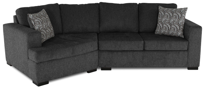 Made in Canada Legend 2-Piece Left-Facing Chenille Fabric Cuddler Sectional - Pepper Grey