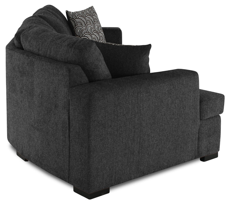 Made in Canada Legend 2-Piece Left-Facing Chenille Fabric Cuddler Sectional - Pepper Grey