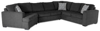 Made in Canada Legend 3-Piece Left-Facing Chenille Fabric Cuddler Sleeper Sectional - Pepper Grey 