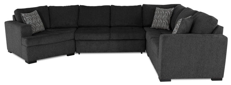 Made in Canada Legend 4-Piece Left-Facing Chenille Fabric Cuddler Sleeper Sectional - Pepper Grey