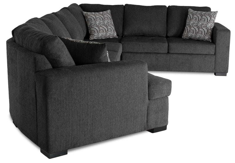 Made in Canada Legend 4-Piece Left-Facing Chenille Fabric Cuddler Sleeper Sectional - Pepper Grey
