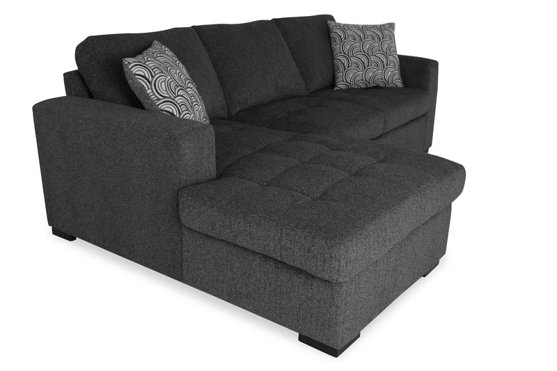 Made in Canada Legend 2-Piece Left-Facing Chenille Fabric Sleeper Sectional with Storage Chaise - Pepper Grey