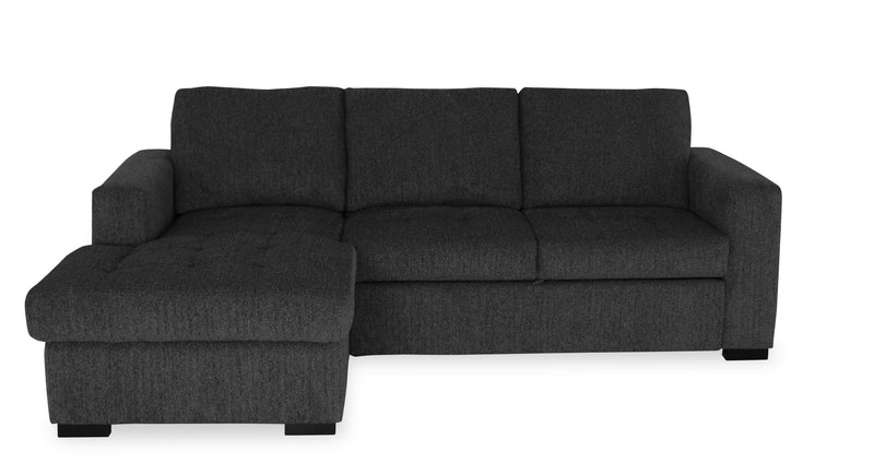 Made in Canada Legend 2-Piece Left-Facing Chenille Fabric Sleeper Sectional with Storage Chaise - Pepper Grey