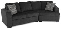 Made in Canada Legend 2-Piece Right-Facing Chenille Fabric Cuddler Sectional - Pepper Grey 