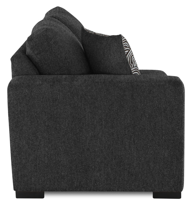 Made in Canada Legend 2-Piece Right-Facing Chenille Fabric Cuddler Sectional - Pepper Grey