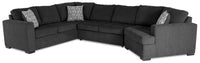 Made in Canada Legend 3-Piece Right-Facing Chenille Fabric Cuddler Sleeper Sectional - Pepper Grey 