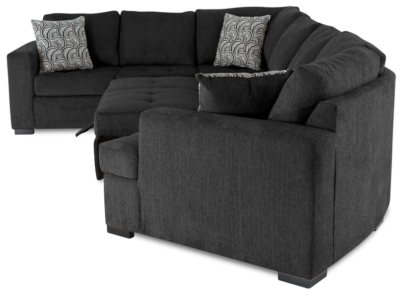 Made in Canada Legend 3-Piece Right-Facing Chenille Fabric Cuddler Sleeper Sectional - Pepper Grey