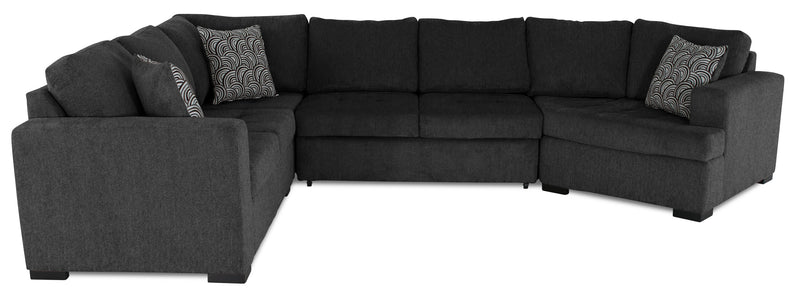 Made in Canada Legend 4-Piece Right-Facing Chenille Fabric Cuddler Sleeper Sectional - Pepper Grey