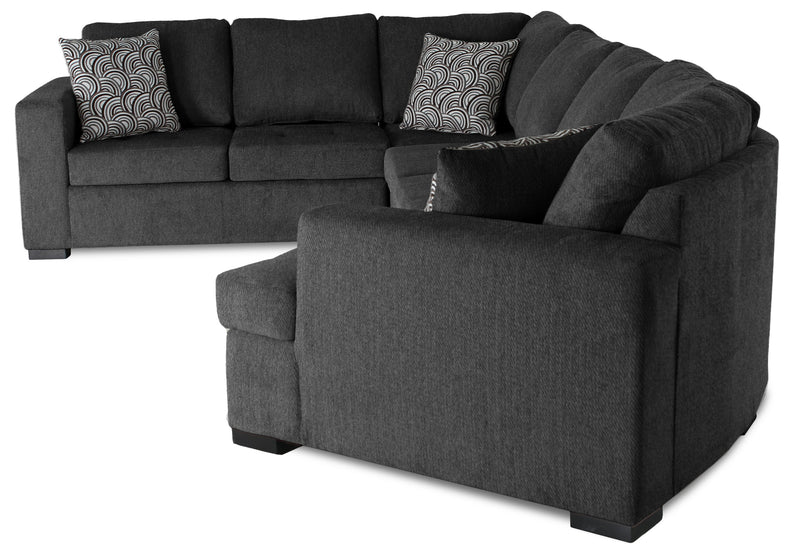 Made in Canada Legend 4-Piece Right-Facing Chenille Fabric Cuddler Sleeper Sectional - Pepper Grey
