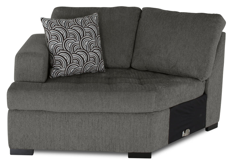 Made in Canada Legend 2-Piece Left-Facing Chenille Fabric Cuddler Sectional - Pewter Brown