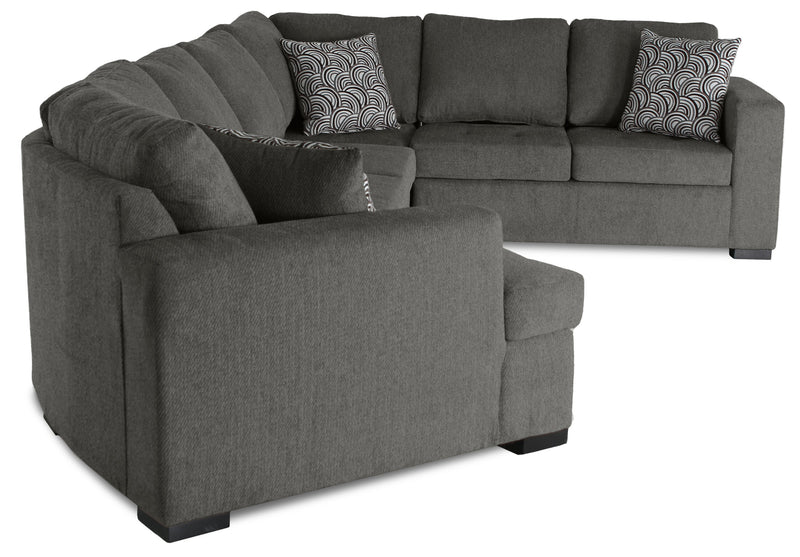 Made in Canada Legend 4-Piece Left-Facing Chenille Fabric Cuddler Sleeper Sectional with Chaise - Pewter Brown