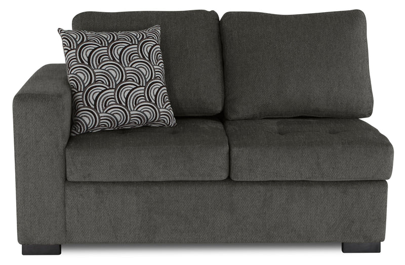 Made in Canada Legend 2-Piece Right-Facing Chenille Fabric Cuddler Sectional - Pewter Brown
