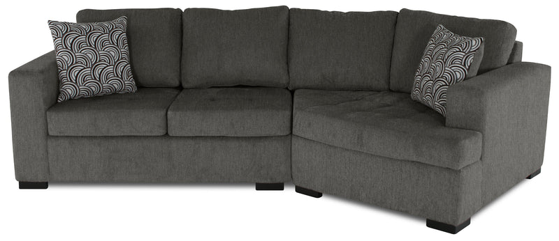 Made in Canada Legend 2-Piece Right-Facing Chenille Fabric Cuddler Sectional - Pewter Brown