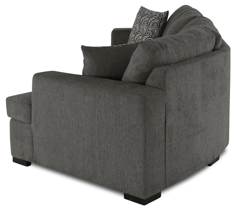 Made in Canada Legend 2-Piece Right-Facing Chenille Fabric Cuddler Sectional - Pewter Brown
