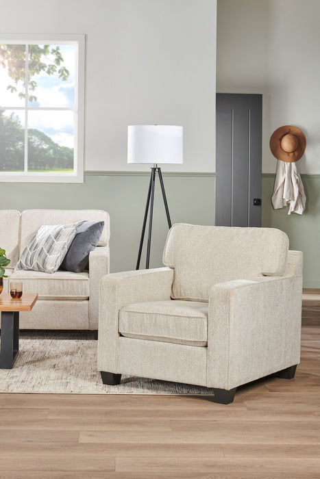 Made in Canada Lennox 35\" Chenille Fabric Chair with Reversible Cushions and Track Arms - Taupe