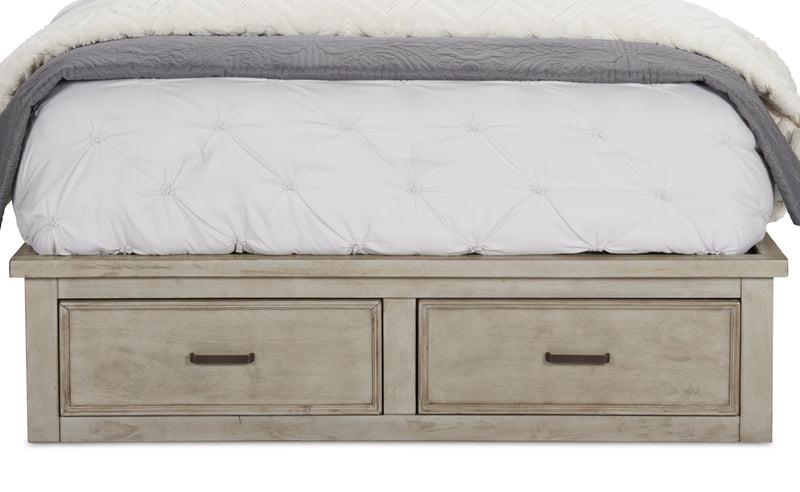 Levi Platform Storage Bed with Headboard & Frame, Wooden, Drift Grey - Queen Size