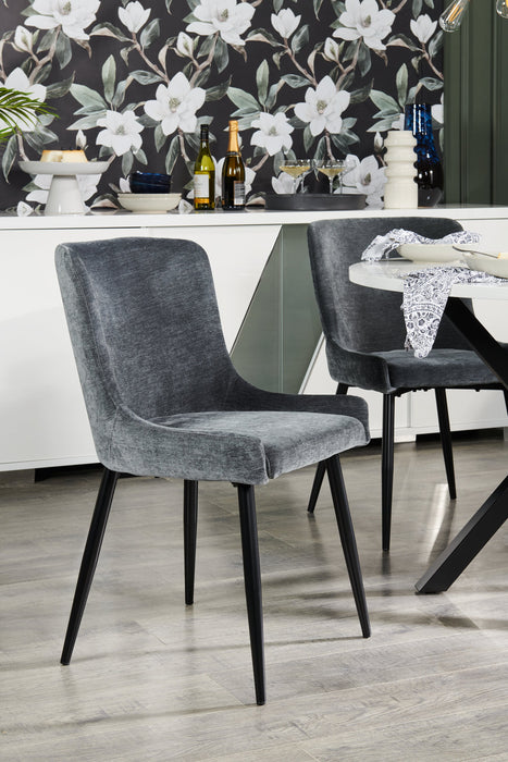 Lexi Dining Chair with Velvet-Look Fabric, Metal - Grey