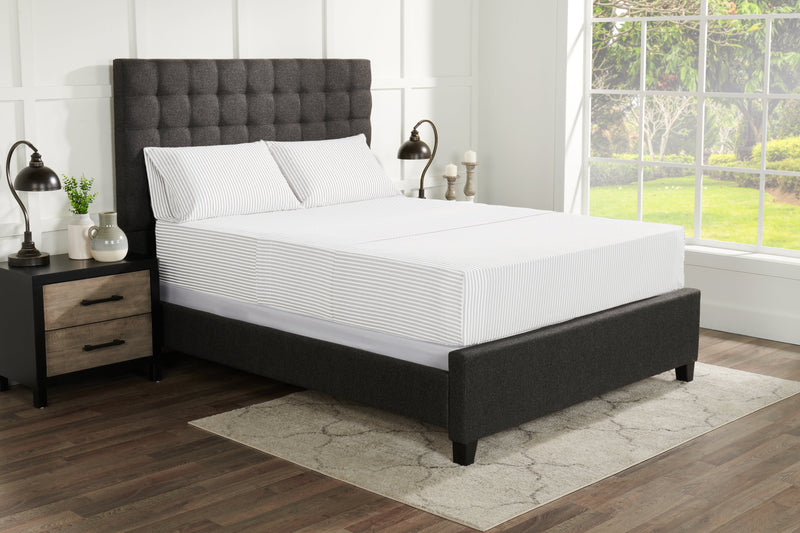 Striped 3-Piece Twin Cotton Sheet Set - Light Grey